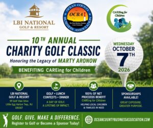 Charity Golf Classic on Wednesday, October 7, 2026, at LBI National Golf & Resort in Little Egg Harbor, New Jersey